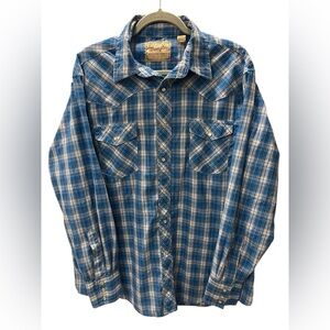 Vintage Y2K wrangler pearl snap plaid men’s extra large western shirt